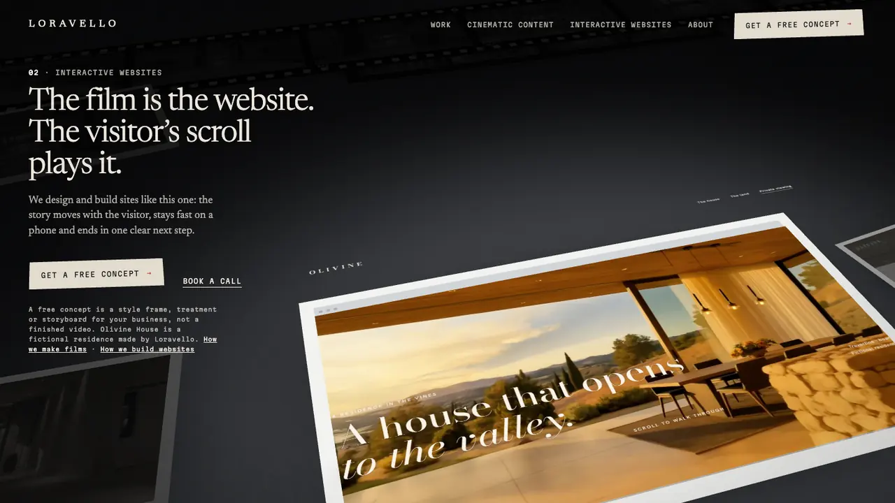 A walkthrough film landing on a printed website